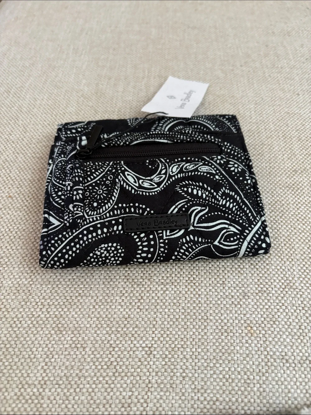 Vera Bradley Black and White Paisley Card Wallet - Picture 2 of 5